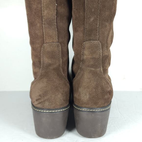 Crocs Women's US10 Brown Suede Pull On Wedge Knee High Riding Boots - Picture 15 of 16
